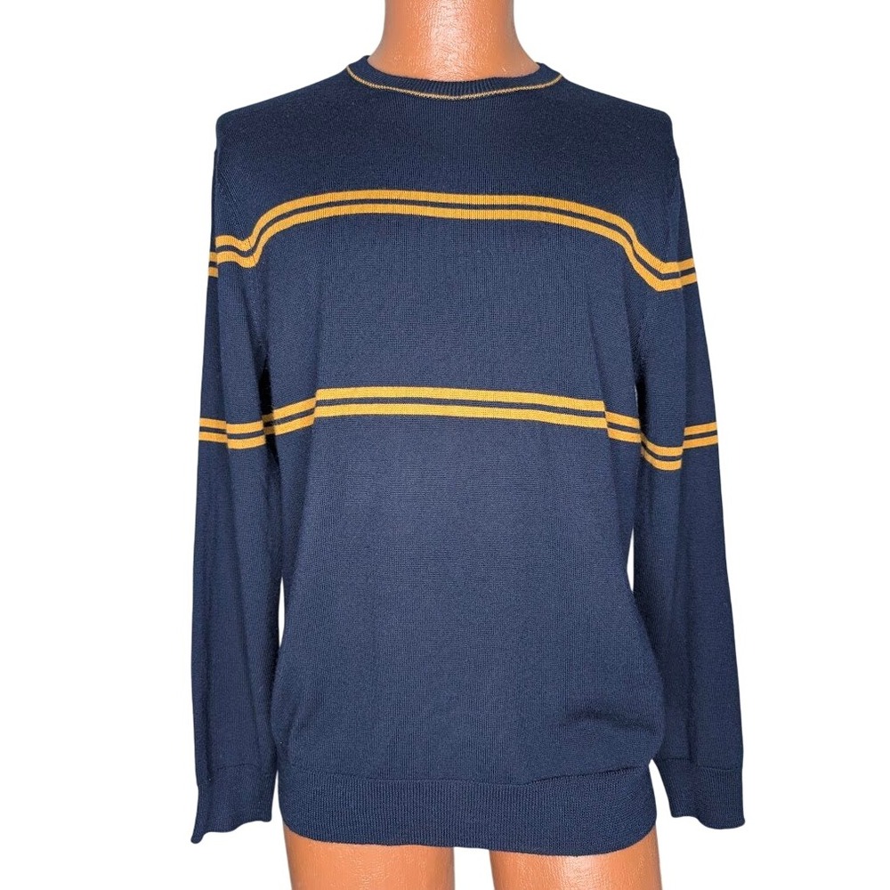 Merino Wool Blend Striped Sweater Men‎ Medium Preppy Academia Rugby Collegiate
